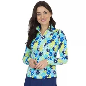 IBKUL Long Sleeve Zip Mock Pickleball shirt M